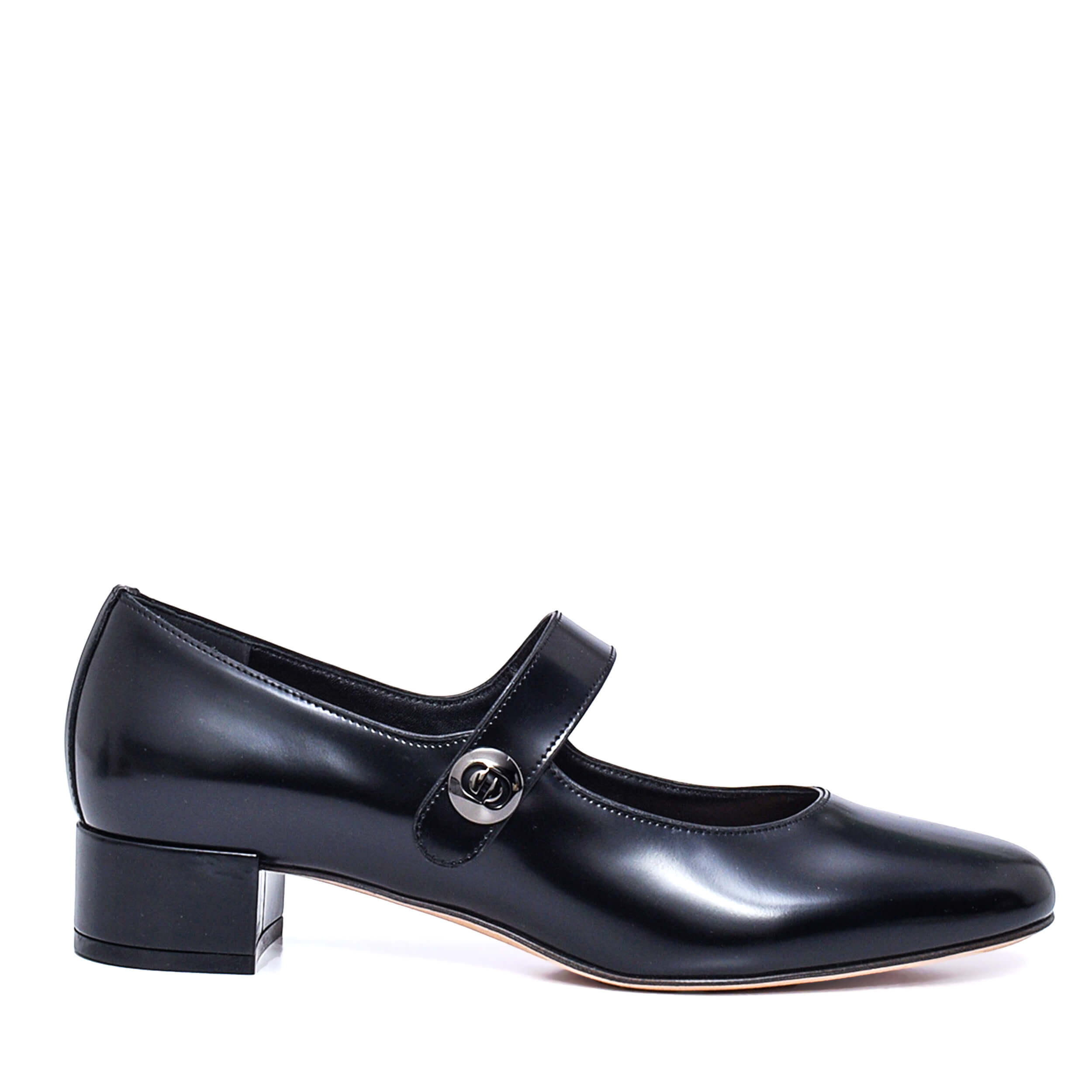 Christian Dior - Black Brushed Calfskin Doll Mary Jane Pump / 38.5